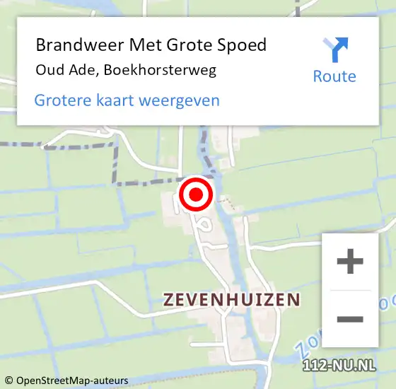 Locatie op kaart van de 112 melding: Brandweer Met Grote Spoed Naar Oud Ade, Boekhorsterweg op 27 januari 2022 10:20