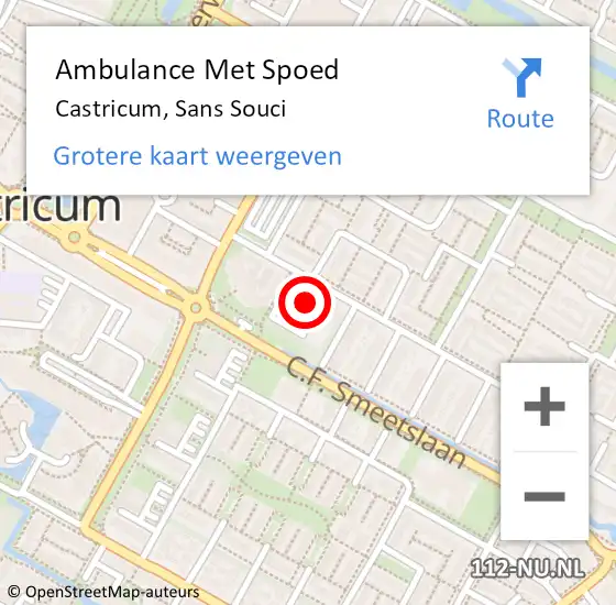 Locatie op kaart van de 112 melding: Ambulance Met Spoed Naar Castricum, Sans Souci op 27 januari 2022 10:23