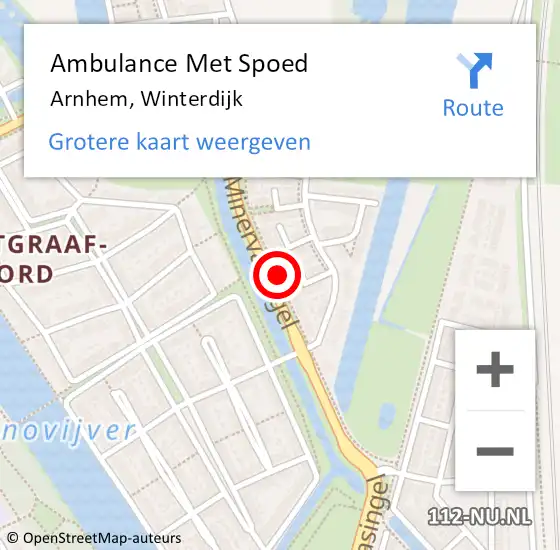 Locatie op kaart van de 112 melding: Ambulance Met Spoed Naar Arnhem, Winterdijk op 27 januari 2022 10:37