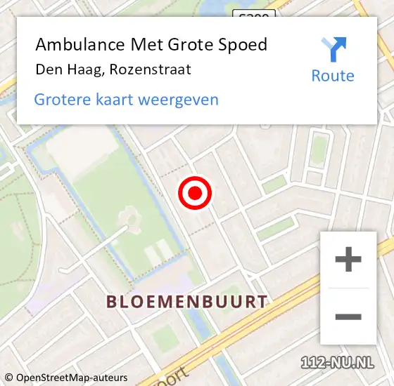 Locatie op kaart van de 112 melding: Ambulance Met Grote Spoed Naar Den Haag, Rozenstraat op 27 januari 2022 10:37