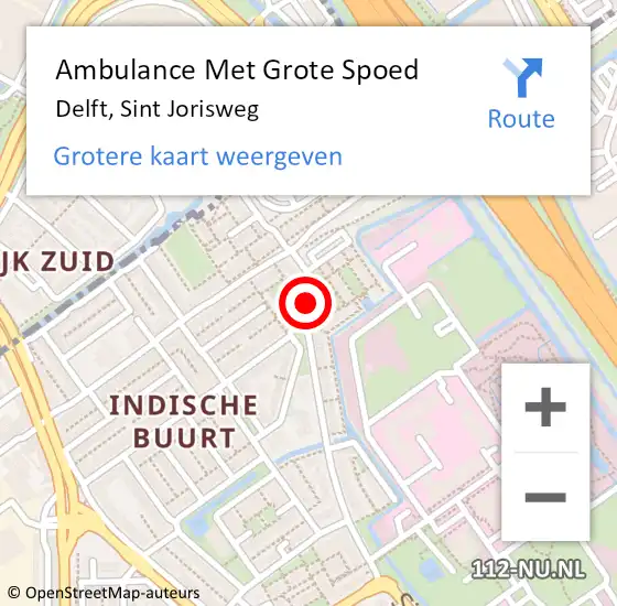 Locatie op kaart van de 112 melding: Ambulance Met Grote Spoed Naar Delft, Sint Jorisweg op 27 januari 2022 10:43