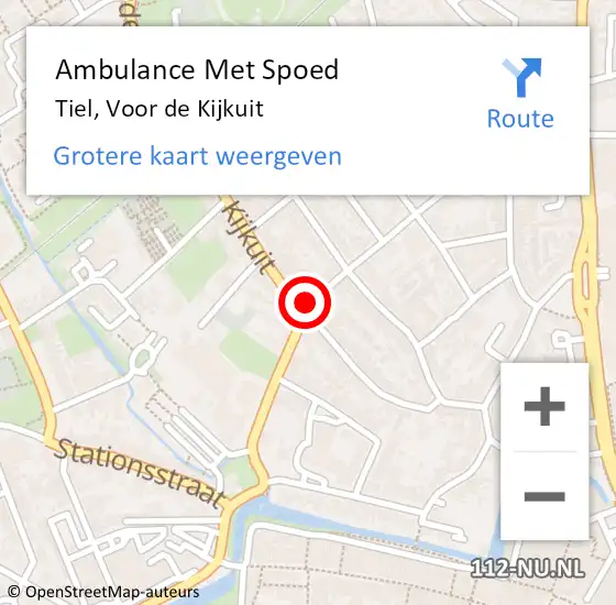 Locatie op kaart van de 112 melding: Ambulance Met Spoed Naar Tiel, Voor de Kijkuit op 27 januari 2022 10:45