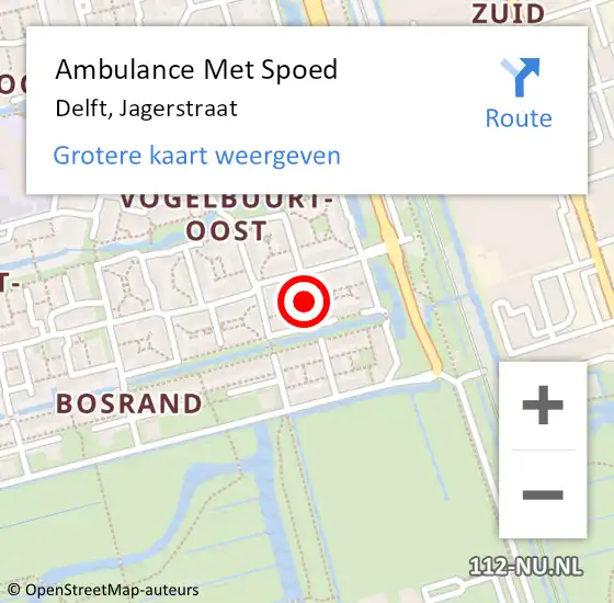 Locatie op kaart van de 112 melding: Ambulance Met Spoed Naar Delft, Jagerstraat op 27 januari 2022 10:49