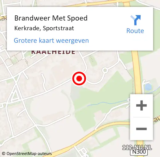 Locatie op kaart van de 112 melding: Brandweer Met Spoed Naar Kerkrade, Sportstraat op 27 januari 2022 10:50