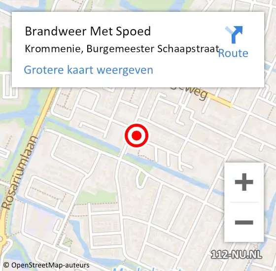 Locatie op kaart van de 112 melding: Brandweer Met Spoed Naar Krommenie, Burgemeester Schaapstraat op 27 januari 2022 10:52