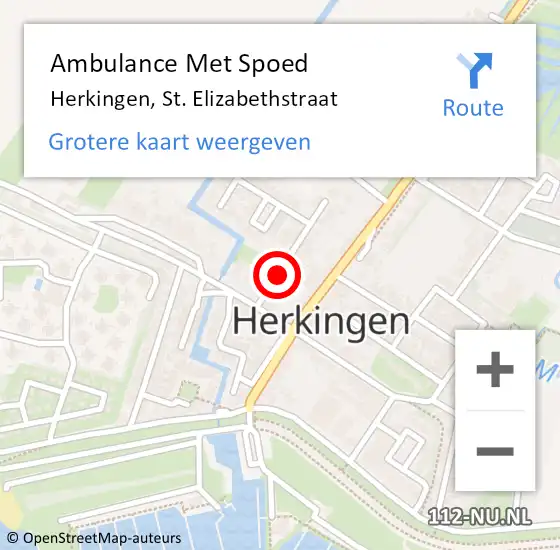Locatie op kaart van de 112 melding: Ambulance Met Spoed Naar Herkingen, St. Elizabethstraat op 27 januari 2022 11:02