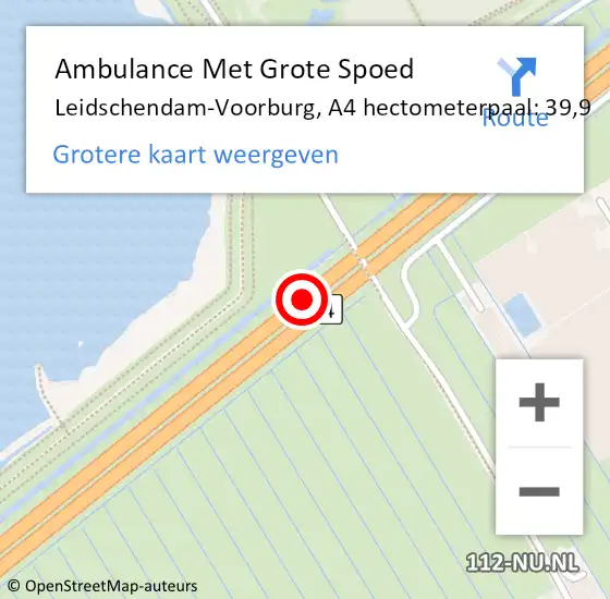 Locatie op kaart van de 112 melding: Ambulance Met Grote Spoed Naar Leidschendam-Voorburg, A4 hectometerpaal: 39,9 op 27 januari 2022 11:17