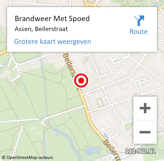 Locatie op kaart van de 112 melding: Brandweer Met Spoed Naar Assen, Beilerstraat op 27 januari 2022 11:17