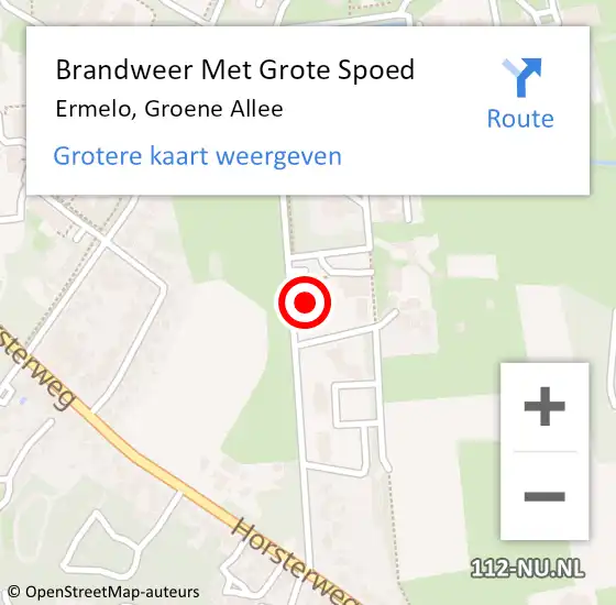 Locatie op kaart van de 112 melding: Brandweer Met Grote Spoed Naar Ermelo, Groene Allee op 27 januari 2022 11:18