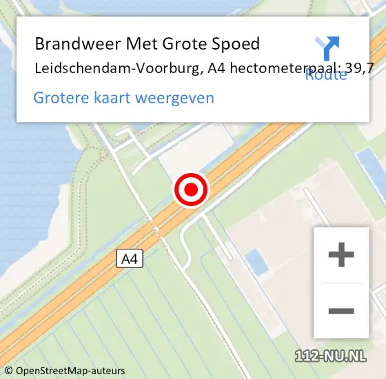 Locatie op kaart van de 112 melding: Brandweer Met Grote Spoed Naar Leidschendam-Voorburg, A4 hectometerpaal: 39,7 op 27 januari 2022 11:19
