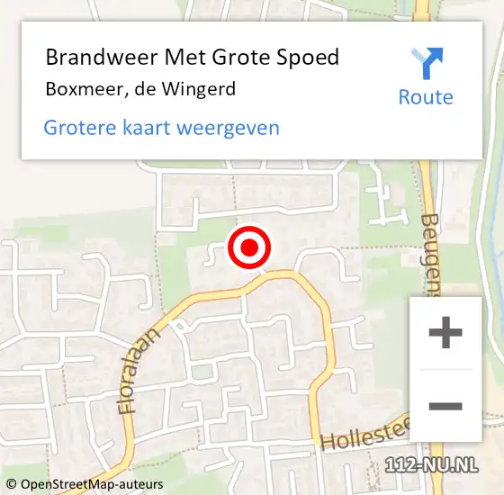 Locatie op kaart van de 112 melding: Brandweer Met Grote Spoed Naar Boxmeer, de Wingerd op 27 januari 2022 11:30