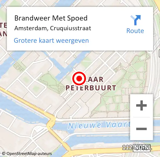 Locatie op kaart van de 112 melding: Brandweer Met Spoed Naar Amsterdam, Cruquiusstraat op 27 januari 2022 11:33