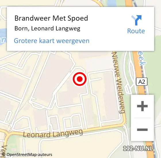 Locatie op kaart van de 112 melding: Brandweer Met Spoed Naar Born, Leonard Langweg op 27 januari 2022 11:38