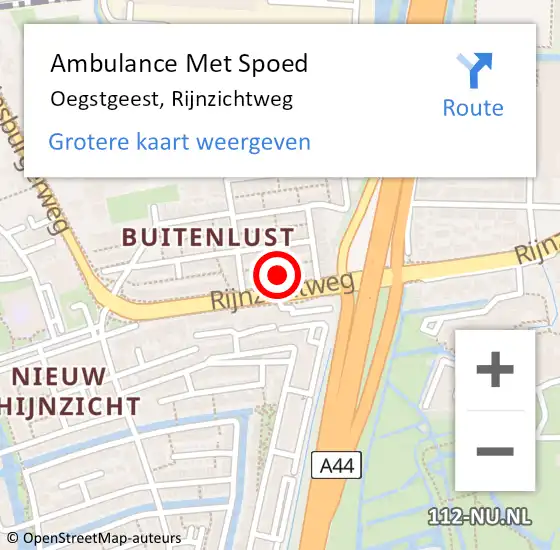 Locatie op kaart van de 112 melding: Ambulance Met Spoed Naar Oegstgeest, Rijnzichtweg op 27 januari 2022 11:41