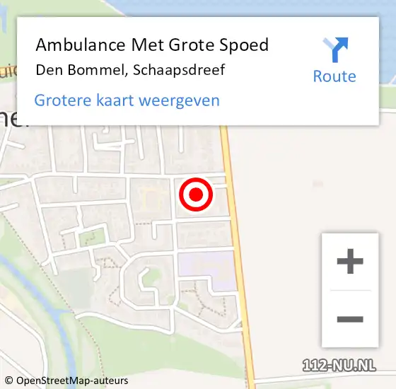 Locatie op kaart van de 112 melding: Ambulance Met Grote Spoed Naar Den Bommel, Schaapsdreef op 27 januari 2022 11:51