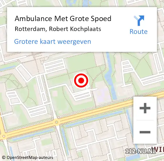 Locatie op kaart van de 112 melding: Ambulance Met Grote Spoed Naar Rotterdam, Robert Kochplaats op 27 januari 2022 11:52