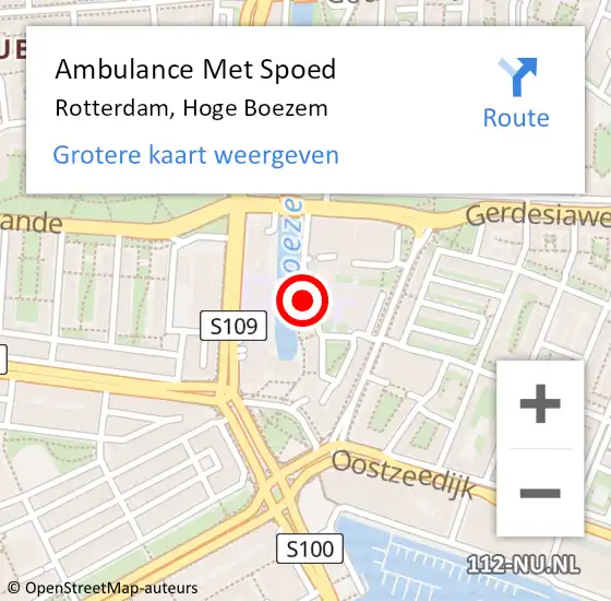 Locatie op kaart van de 112 melding: Ambulance Met Spoed Naar Rotterdam, Hoge Boezem op 27 januari 2022 11:53