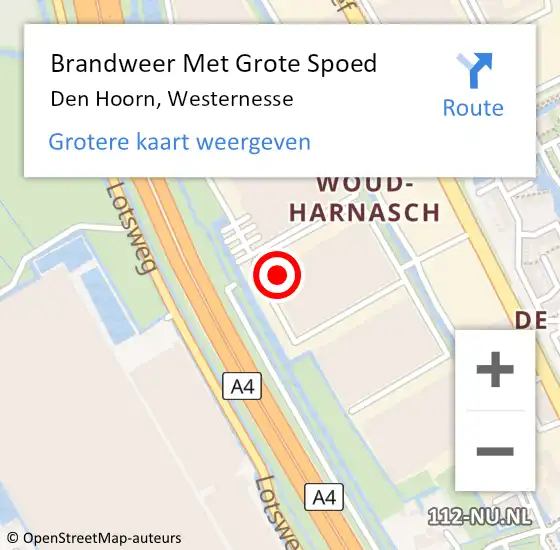 Locatie op kaart van de 112 melding: Brandweer Met Grote Spoed Naar Den Hoorn, Westernesse op 27 januari 2022 11:54
