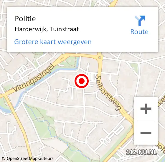 Locatie op kaart van de 112 melding: Politie Harderwijk, Tuinstraat op 27 januari 2022 11:58