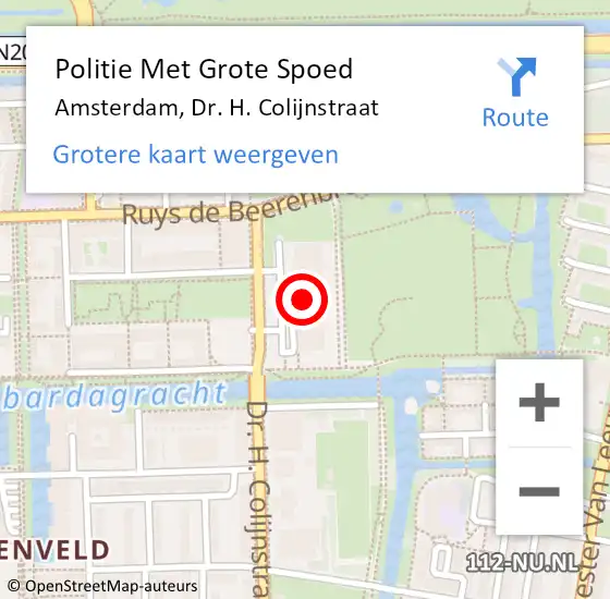 Locatie op kaart van de 112 melding: Politie Met Grote Spoed Naar Amsterdam, Dr. H. Colijnstraat op 27 januari 2022 12:01