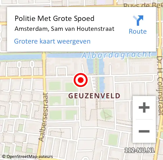 Locatie op kaart van de 112 melding: Politie Met Grote Spoed Naar Amsterdam, Sam van Houtenstraat op 27 januari 2022 12:04