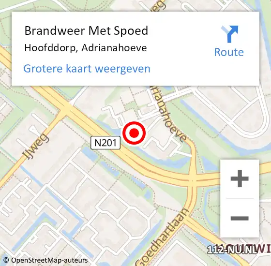 Locatie op kaart van de 112 melding: Brandweer Met Spoed Naar Hoofddorp, Adrianahoeve op 27 januari 2022 12:11