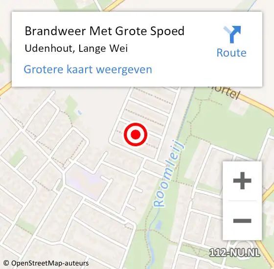 Locatie op kaart van de 112 melding: Brandweer Met Grote Spoed Naar Udenhout, Lange Wei op 27 januari 2022 12:28