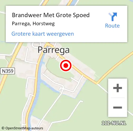 Locatie op kaart van de 112 melding: Brandweer Met Grote Spoed Naar Parrega, Horstweg op 27 januari 2022 12:47