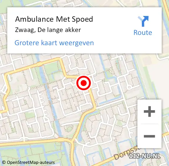 Locatie op kaart van de 112 melding: Ambulance Met Spoed Naar Zwaag, De lange akker op 27 januari 2022 12:53