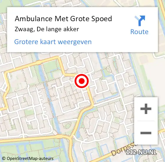 Locatie op kaart van de 112 melding: Ambulance Met Grote Spoed Naar Zwaag, De lange akker op 27 januari 2022 12:56