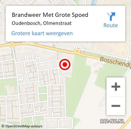 Locatie op kaart van de 112 melding: Brandweer Met Grote Spoed Naar Oudenbosch, Olmenstraat op 27 januari 2022 13:02