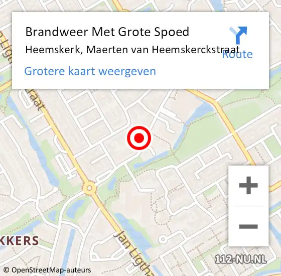 Locatie op kaart van de 112 melding: Brandweer Met Grote Spoed Naar Heemskerk, Maerten van Heemskerckstraat op 27 januari 2022 13:06