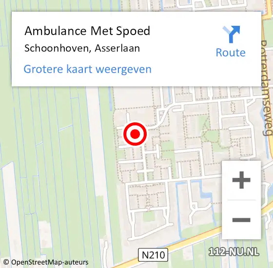 Locatie op kaart van de 112 melding: Ambulance Met Spoed Naar Schoonhoven, Asserlaan op 27 januari 2022 13:17