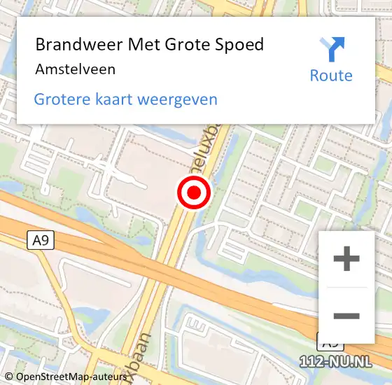 Locatie op kaart van de 112 melding: Brandweer Met Grote Spoed Naar Amstelveen op 27 januari 2022 13:17