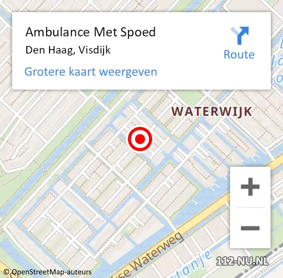 Locatie op kaart van de 112 melding: Ambulance Met Spoed Naar Den Haag, Visdijk op 27 januari 2022 13:18