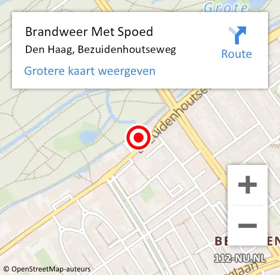 Locatie op kaart van de 112 melding: Brandweer Met Spoed Naar Den Haag, Bezuidenhoutseweg op 27 januari 2022 13:19