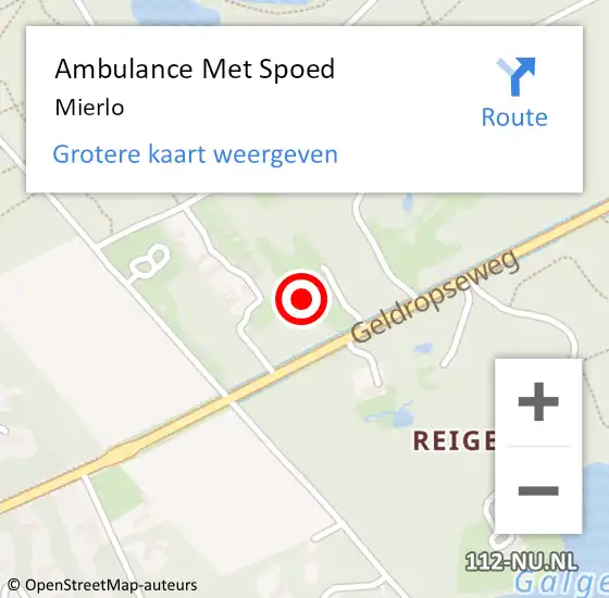 Locatie op kaart van de 112 melding: Ambulance Met Spoed Naar Mierlo op 27 januari 2022 13:19