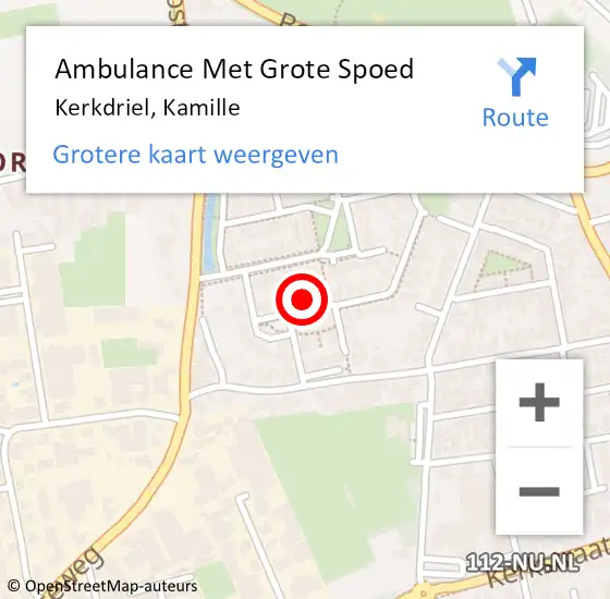 Locatie op kaart van de 112 melding: Ambulance Met Grote Spoed Naar Kerkdriel, Kamille op 27 januari 2022 13:19