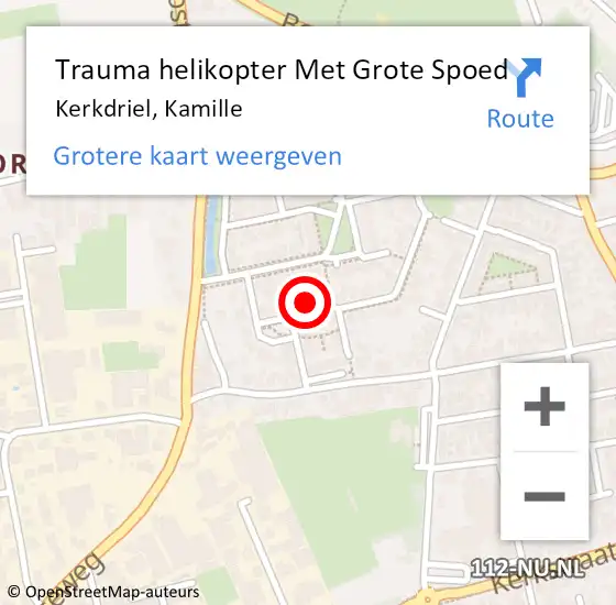 Locatie op kaart van de 112 melding: Trauma helikopter Met Grote Spoed Naar Kerkdriel, Kamille op 27 januari 2022 13:22