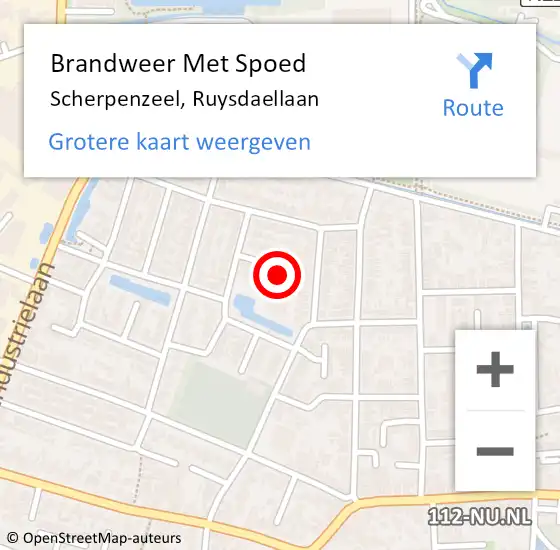 Locatie op kaart van de 112 melding: Brandweer Met Spoed Naar Scherpenzeel, Ruysdaellaan op 27 januari 2022 13:25