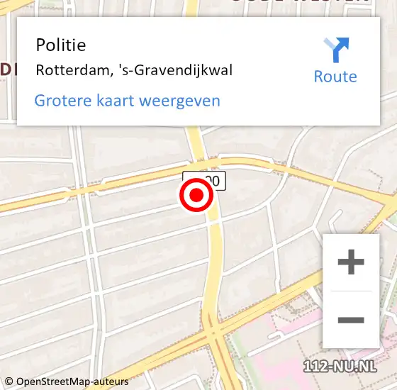 Locatie op kaart van de 112 melding: Politie Rotterdam, 's-Gravendijkwal op 27 januari 2022 13:30