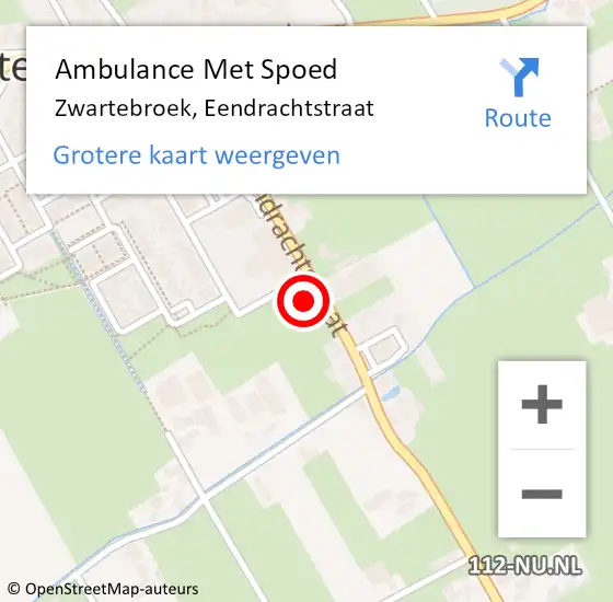 Locatie op kaart van de 112 melding: Ambulance Met Spoed Naar Zwartebroek, Eendrachtstraat op 27 januari 2022 13:37