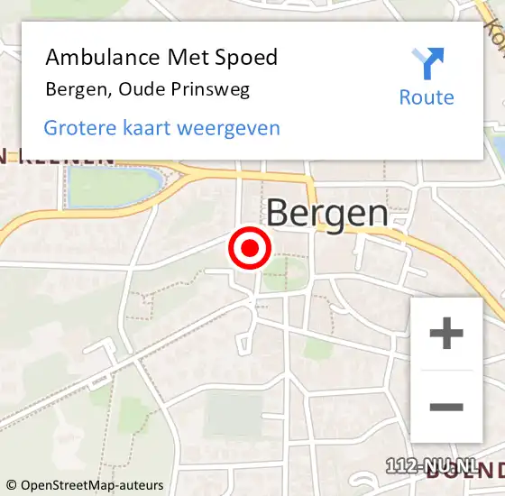 Locatie op kaart van de 112 melding: Ambulance Met Spoed Naar Bergen, Oude Prinsweg op 27 januari 2022 13:37