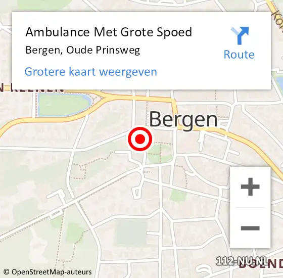 Locatie op kaart van de 112 melding: Ambulance Met Grote Spoed Naar Bergen, Oude Prinsweg op 27 januari 2022 13:39