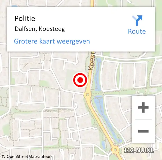 Locatie op kaart van de 112 melding: Politie Dalfsen, Koesteeg op 27 januari 2022 13:49