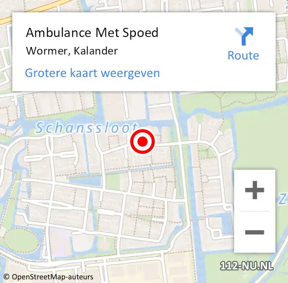 Locatie op kaart van de 112 melding: Ambulance Met Spoed Naar Wormer, Kalander op 27 januari 2022 14:26