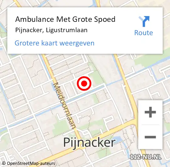 Locatie op kaart van de 112 melding: Ambulance Met Grote Spoed Naar Pijnacker, Ligustrumlaan op 27 januari 2022 14:43