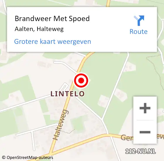 Locatie op kaart van de 112 melding: Brandweer Met Spoed Naar Aalten, Halteweg op 27 januari 2022 14:48