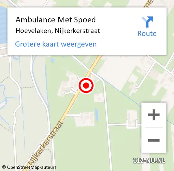 Locatie op kaart van de 112 melding: Ambulance Met Spoed Naar Hoevelaken, Nijkerkerstraat op 27 januari 2022 14:55