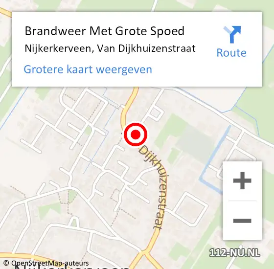 Locatie op kaart van de 112 melding: Brandweer Met Grote Spoed Naar Nijkerkerveen, Van Dijkhuizenstraat op 27 januari 2022 15:05